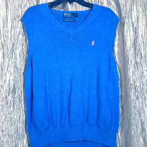 Polo by Ralph Lauren Sweater Vest, V-Neck Blue